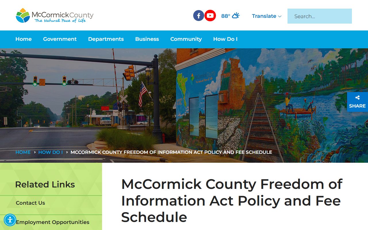 McCormick County FOIA policy page for public-records requests