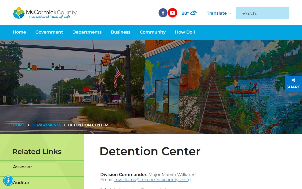 McCormick County Detention Center inmate population and jail rules source